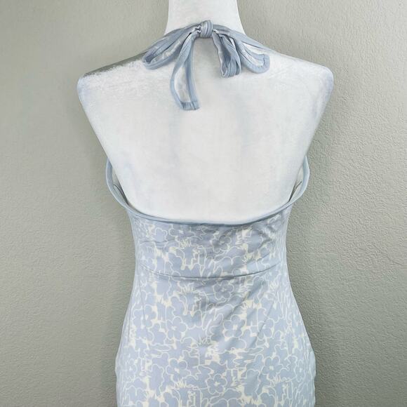 PUMA Casual Sporty Blue White Floral Halter V-Neck Mini Dress Large/XL - Picture 9 of 12